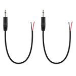 Fancasee 2 Pack Replacement 3.5mm Male Plug to Bare Wire Open End TS 2 Pole Mono 1/8" 3.5mm Plug Jack Connector Audio Cable Repair(Black,Red)