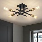 QAREHL Black Chandelier Ceiling Lights Living Room, 4 Light Modern Sputnik Ceiling Lights Industrial Light Fittings Ceilings, Sputnik Chandelier for Bedroom, Kitchen, Dining Room, Hallway, Lounge