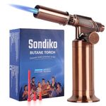 Sondiko Butane Torch, Premium Metal Big Flame Torch Refillable Blow Torch Lighter with Adjustable&Wind Resistance Flame for Cooking, BBQ(Butane Gas not Included)