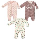 Little Peaches Girls Newborn Baby Cotton Sleepsuits/Sleep Romper/Bodysuits/Jumpsuits, Front Open, Snap Closure, Full Sleeves (6-9 Months, Baby Girl, Pack Of Any 3), Multicolor