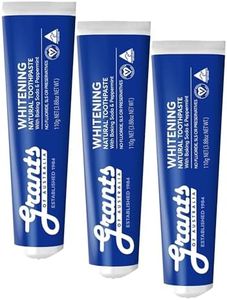Grants Whitening Toothpaste with Baking Soda & Peppermint - Natural Fluoride free Toothpaaste - Vegan, Safe for Kids 6+, Adults - Dental & Oral Hygiene Product (110 grams) (Pack of 3)