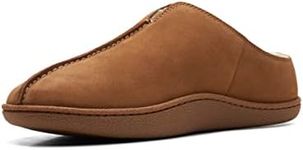 CLARKS Home Mule Suede Slippers in Tan Standard Fit Size 7, Brown