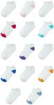 Amazon Essentials Girls Cotton Low Cut Socks, 14-Pack White/Multi, Large