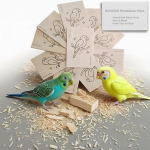 ROOJUNE 10 Pcs Natural Balsa Wood Bird Chew Toys for Small & Medium Parrots (Cockatiels, Conures, Budgies) - Shreddable Parrot Toy for Beak Exercise, Stress Relief & Interactive Play