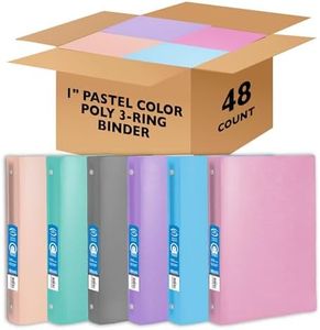 BAZIC Products 3 Ring Binder – Assorted Pastel Color Cover, Soft Cover School Notebook Binder, Ideal Use for School, Home, or Office, 1 Inch Holds 175 Sheets, 48-Packs