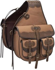 Tough1 Canvas Trail Bag with Leather Accents - Tan