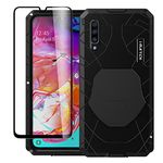 Feitenn Galaxy A70 Case, Samsung A70 Case Heavy Duty, Gorilla Glass Armor Aluminum Alloy Metal Cover Bumper Water Resistant Military Shockproof Hard Defender Men Gift for Samsung Galaxy A70 - Black