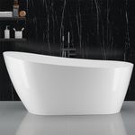 67" Freestanding Bathtub, White Acrylic Streamline Stand Alone Soaking Bath Tubs for Adult with Overflow and Drain in Chrome, cUPC Certified, Perfect for Your Bathroom-Allure
