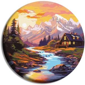 Wizardi Painting by Numbers on a Stretcher kit - House by The River KHO-R1019 Ideyka