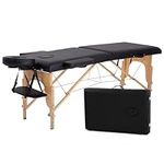 Massage Table 73 inch Bed Table Portable Massage Bed Wood Leg Height Adjustable 2 Folding with Carry Case for SPA Salon Tatoo (Black)