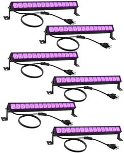 uwiner 6 Pack 38W LED Black Light Bar, Blacklight Bars for Glow Party