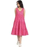 TRILLMIXA Women's Rayon Western Dresse | Maxi Dress for Women | Printed Western Dress for Women Pink