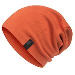 Revony Warm Slouchy Beanie Hat - Deliciously Soft Daily Beanie in Fine Knit Rust