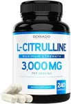 L Citrulline 3000mg Supplement (240 Capsules) Support L Arginine & Nitric Oxide Pills - Stamina, Endurance, Performance for Workouts - NO Supplements for Men - Gluten Free, Non-GMO, Vegan Capsules