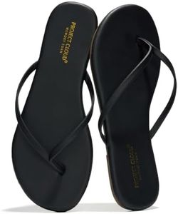 Project Cloud Flip flops for Women - Memory Foam Slippers for Women 2025 - Vegan Leather Women Slippers & Womens Sandals Beach Essentials Slides for Women Footwear - Flats (Foundations, Black, 5.5)