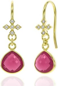 Garnet Earrings for Women in Heart Dangle Drop Shape - 18K Gold Vermeil, Certified 925 Sterling Silver Earring - Hypoallergenic Gold Jewelry for Women, Ideal Mothers Day Gift, Birthday Gifts for Women