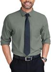 COOFANDY Men's Dress Shirt Classic Fit Button Up Shirts Long Sleeve Stretch Wrinkle-Free Shirt Army Green