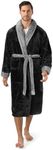 PAVILIA Mens Soft Robe, Plush Fluffy Fleece Bathrobe for Men, Long Sherpa Spa Robe with Shawl Collar (Two-Tone Black)