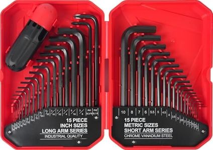 35-Piece Allen Wrench Set Metric and Standard Hex Key Set, Allen Key Set, MM (0.7mm-10mm) SAE (0.028"-3/8"), Chrome Vanadium Steel