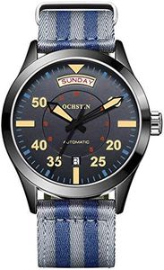 OCHSTIN Military Watch Self-Wind Mechanical Auto Date Day Male Clock (Black), strap