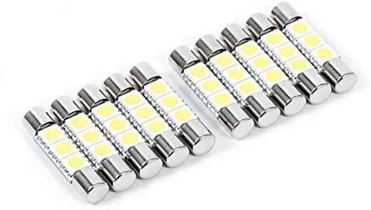 KIMISS 10 piezas 3-SMD 29-30mm 6641 12V Luz LED de festón (blanco xenón) Visera solar Espejo de vanidad Bombillas LED reemplazan la bombilla original 6614F y TS-14V1CP