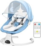 Baby Bouncer from Birth with 5 Swing Speed, 3-Stage Timer and Remote Control, Baby Swing Chair from Birth with 2 Plush Toys & Soft Padded Newborn Bouncer (Blue)