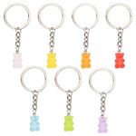 CRASPIRE Gummy Bear Keychains Transparent Resin 7 Colors Keyrings Colorful Transparent Cute Candy Bear Key Chain Hanging Pendant for Purse Earphone Bag Wallet Backpack Charm Decors Party Favors Bulk