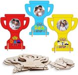 DKINY Father's Day Crafts for Kids, 10 Pack Best Dad Ever Wooden DIY Trophy Shaped Photo Frame, Daddy Birthday Gifts from Daughter Son, Novelty Dad Presents for Daddy Grandpa