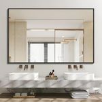 DESBING Black Bathroom Mirror for Wall, 30x40 Inch Rectangle Mirrors with Metal Frame, Modern Vanity Wall Mirror Decor for Entryway Hangs, Bathroom Living Room Horizontal or Vertical