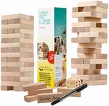 BETTERLINE Wooden Tower Stacking Blocks Game - 48 Pieces - Tumbling Tower Toy for Kids & Adults - Classic Family Game