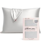 Kitsch Satin Pillowcase with Zipper for Hair & Skin - Softer Than Silk Pillow Cases, Smooth Cooling Satin Pillow Case, Wrinkle-Free, Machine Washable - Pillow Cases Standard Size 48x66 cm - Silver