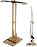 LINGVUM Surfboard Stand Rack, Adjustable Vertical Surf Board Rack with Floor-Standing Design, Storage & Display for Shortboard and Longboard, Beech Wood, Wood Color
