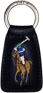 Ralph Lauren Polo Multi-Color Big Pony Key Chain Fob Leather Black