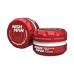 Nish Man Hair Styling Gel, Hair Wax for Men, 03 Flaming, Red, 150 ml | Edge Control | Ultra High Strong Hold | Hair Clay Aqua Wax | Wax Stick Hair | Men's Hair Gel (03 Flaming)