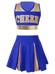 inlzdz Kids Girls Sleeveless Cheer Leader Costume Team Uniform School Cheerleading Dance Fancy Dress up Blue Cheer 7-8 Years