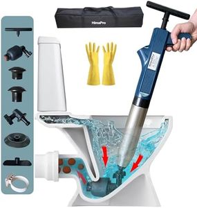 HimaPro High Pressure Toilet Plunger Air Drain Blaster Kit Blue Handle - Unclog Toilets, Kitchen Sinks, Shower Drains, and Pipes with Ease - Bonus Rubber Gloves Included