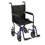 Drive Medical lightweight aluminum transport Wheelchair, 19", Blue, 1 Each 1 count