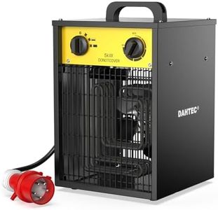DAHTEC 5000W Enhanced Electric Fan Heater - Steel Casing - Industrial Portable Heaters - Thermostat & Overheat Protection - Ideal for Construction Site, Garage, Greenhouse