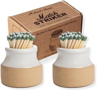 Demi's Home Match Striker - Set of 2 - White - (Matches Not Included) - Ceramic Match Holder with Striker