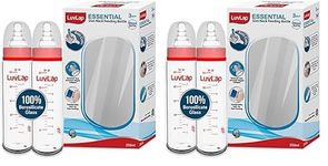 LuvLap Essential Slim Neck Glass Feeding Bottle, New Born/Infants/Toddler Upto 3 Years, Pack of 4, 250ml