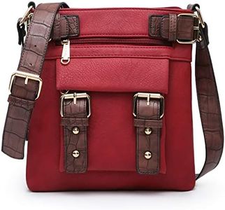 Dasein Top Belted Crossbody Bags for Women Soft Leather Messenger Bag Shoulder Bag Travel Purse (large size-red)