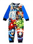 Marvel Avengers Boys Fleece Onesie All in One Pyjamas Kids Avengers Sleepsuit Onezee 4-10 Years (Light Blue, 9-10 Years)