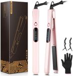 Hair Straighteners for Women, Haglater 2 in 1 Hair Straightener and Curler Ceramic Plates Flat Iron with Adjustable Temperature LCD Display Straightening Styling Tool for Long Hair