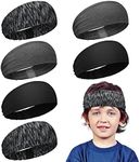 6 Pieces Kids Boys Headbands Athletic Sports Sweatbands Elastic Breathable Headbands for Boys Kids Non Slip Headband Wicking Hairband for Girls Boys Workout Gym Running Exercise (Simple Style)