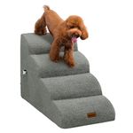 Deconovo Water Resistant Dog Steps for Bed, Non Slip High Density Sponge Dog Stairs for Sofa, 4 Steps Pet Stairs with Removable Cover, 72 x 40 x 50 CM, Light Grey