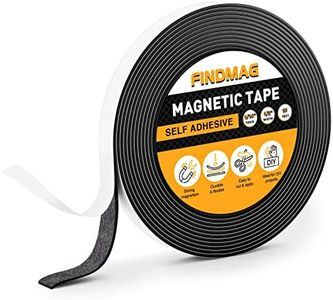 FINDMAG Magnetic Tape with Strong Self Adhesive Flexible Magnetic Strip Magnet Tape Roll Perfect for Craft and DIY Projects, whiteboards & Fridge Organization - 1/16" Thick x 1/2" Wide x 15 feet