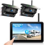 Solar Powered Wireless Reversing Camera Kit 7" 1080P Monitor, 1 Min DIY Installation & Support 4 Split Screen, IP69K Waterproof Reversing Camera for Car Van Truck Trailer