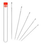 5 PCS Long Sewing Needles, Large Eye Stitching Needles with Needle Storage Tube, 3.5inch to 6.8inch Hand Sewing Needles for Sewing Act Crafts