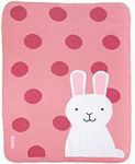 Cosatto Baby Blanket, Combed Cotton Knitted With Fleece, New Baby Gift, Pink/White, Bunny Buddy, 90 x 70