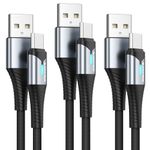 BLACKSYNCZE USB C Charger Cable, [3Pack/0.5M+2M+2M] 3.1A Type C Charger Cable Fast Charging Braided USB to USB C Cable for iPhone 15/15 Pro Max, Samsung S23 S22, Note 10, Huawei P50, Google Pixel 7